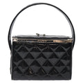 Chanel Vintage Metal Box Bag Quilted Patent Black Patent_Leather Handbag