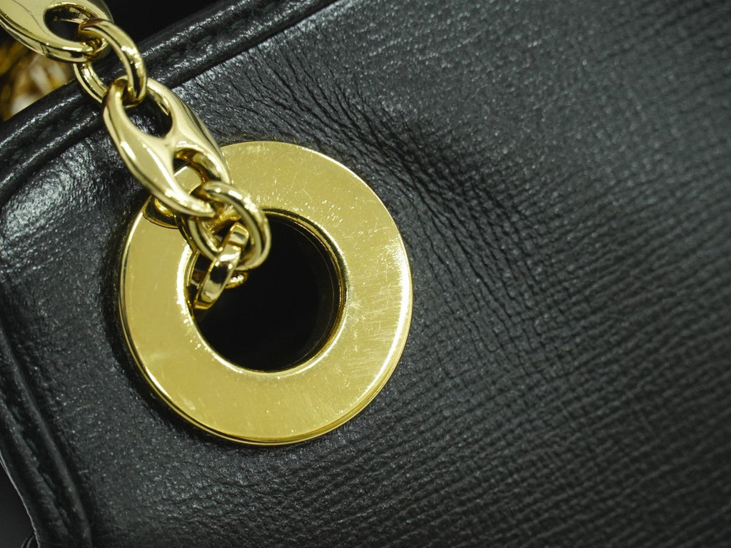 Gucci Marina Chain Shoulder Bag Leather Black Leather Shoulder Bag Bag (Pre-Owned)