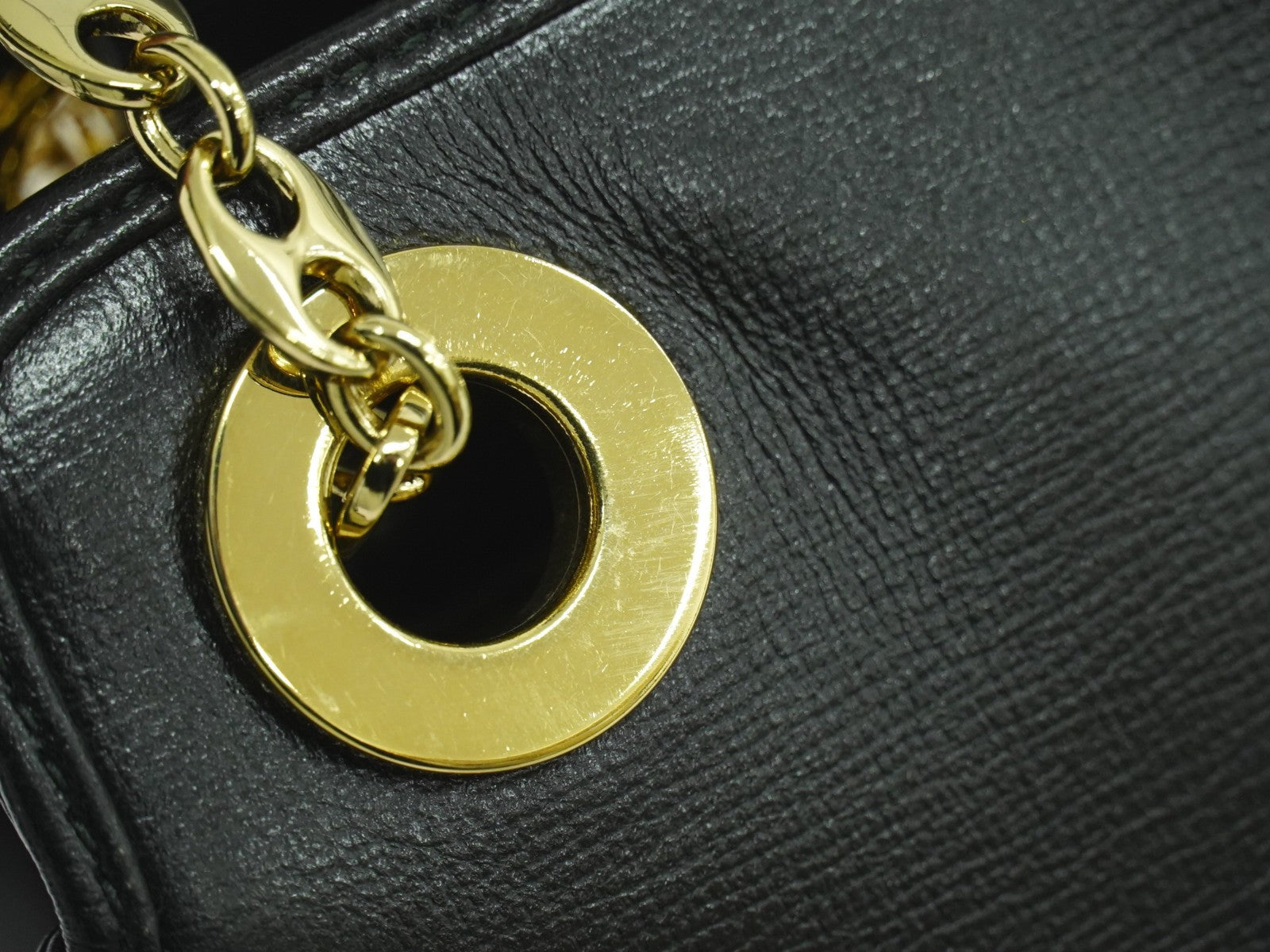 Gucci Marina Chain Shoulder Bag Leather Black Leather Shoulder Bag Bag (Pre-Owned)