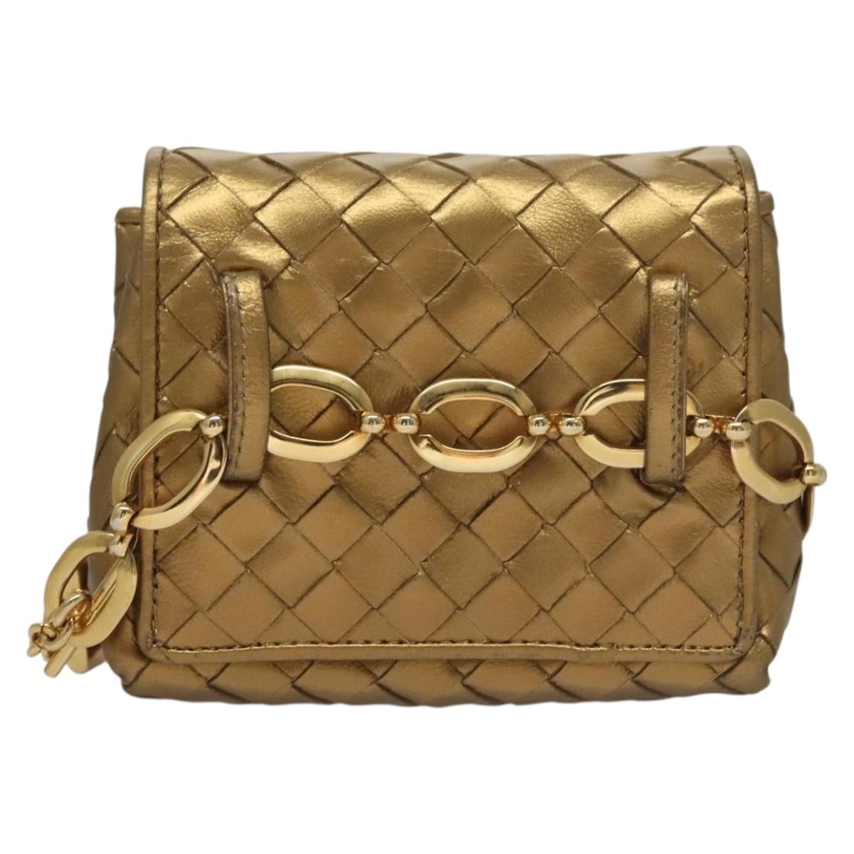 Bottega Veneta Chain Flap Shoulder Bag Leather Gold Leather Shoulder Bag Bag