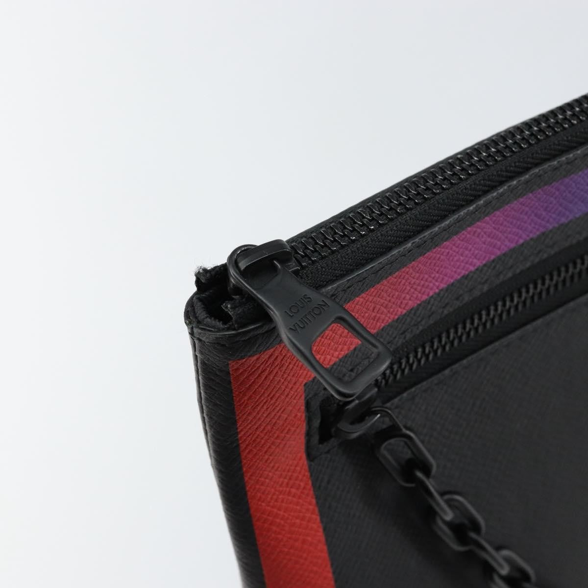 Louis Vuitton Pochette A4 Rainbow Taiga Leather Black Leather Clutche & Pouche Bag