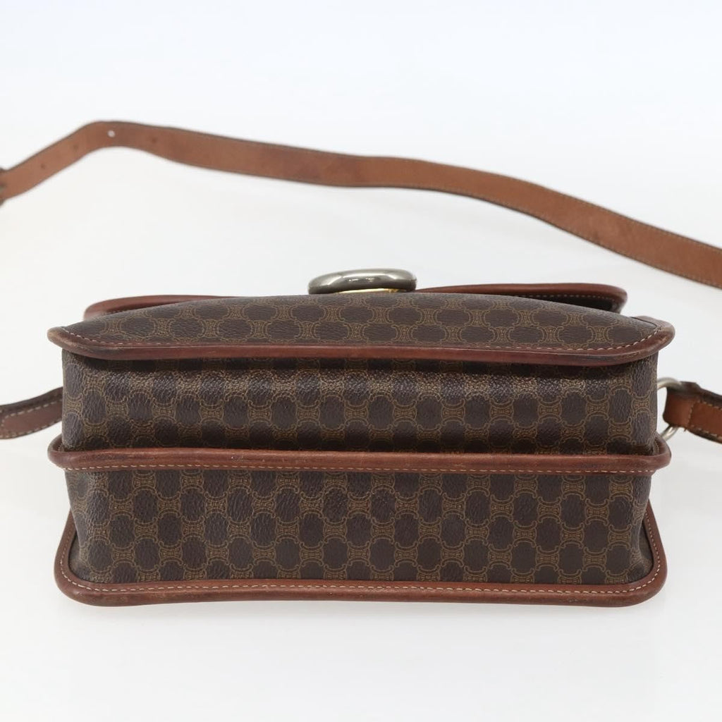 Celine Vintage Macadam Shoulder Bag Canvas Brown Canvas Shoulder Bag Bag