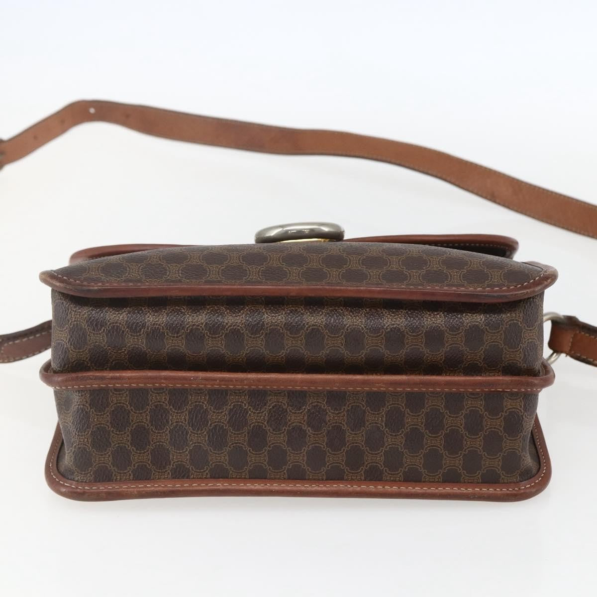 Celine Vintage Macadam Shoulder Bag Canvas Brown Canvas Shoulder Bag Bag