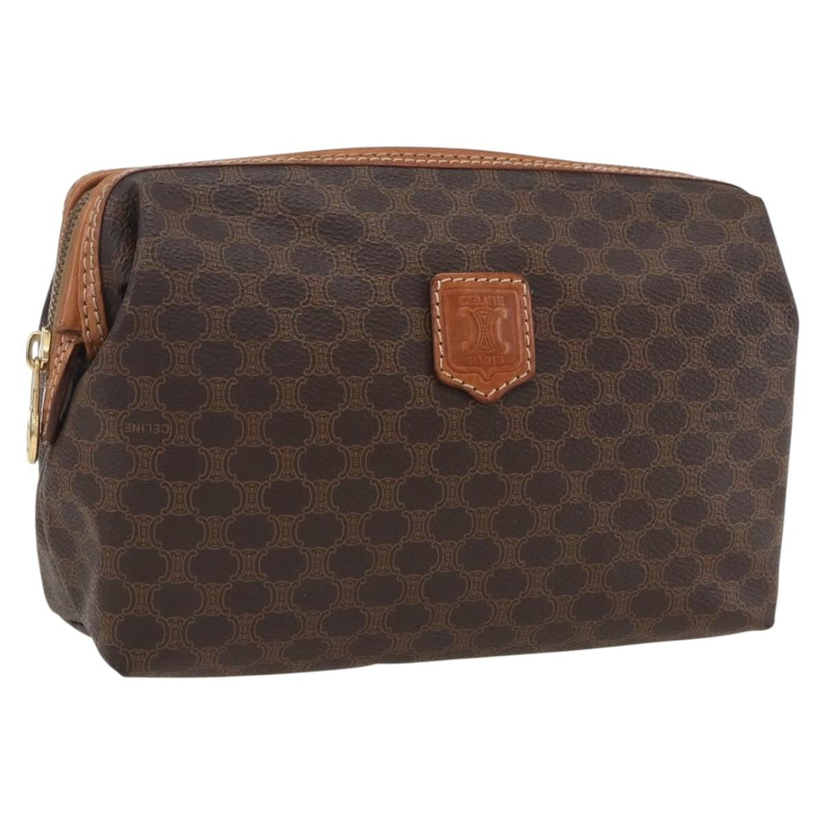 Celine Macadam Pochette Canvas And Leather Brown Canvas Clutche & Pouche Bag