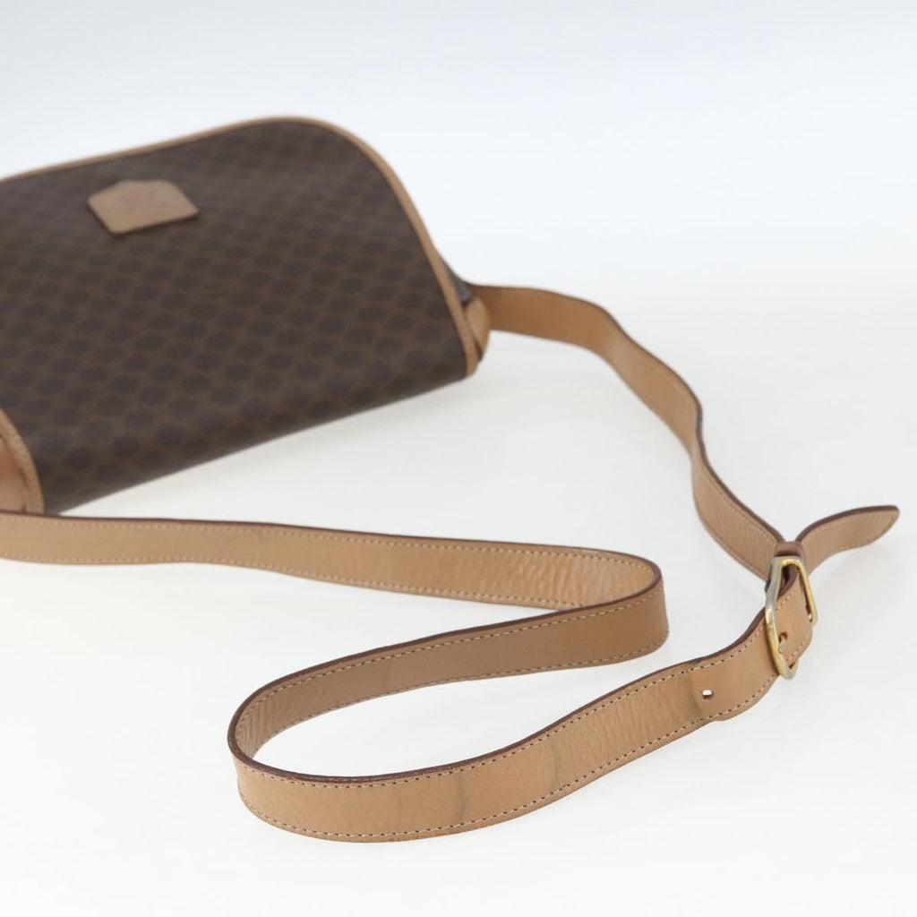 Celine Vintage Macadam Shoulder Bag Canvas And Leather Brown Canvas Shoulder Bag Bag