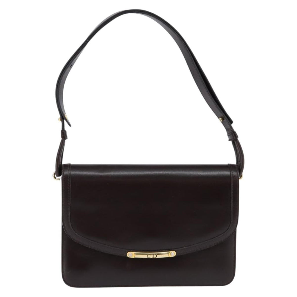 Christian Dior Flap Shoulder Bag Leather Brown Leather Shoulder Bag Bag (Pre-Owned)