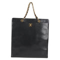 Chanel Vintage Cc Lock Pocket Chain Tote Caviar Black Leather Tote Bag Bag