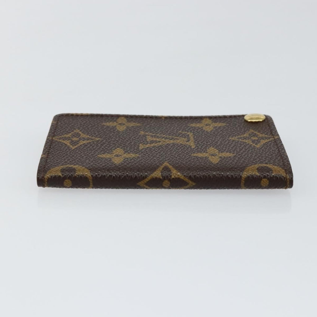 Louis Vuitton Porte Cartes Pression Card Case Monogram Canvas Brown Canvas Card Holders Accessory