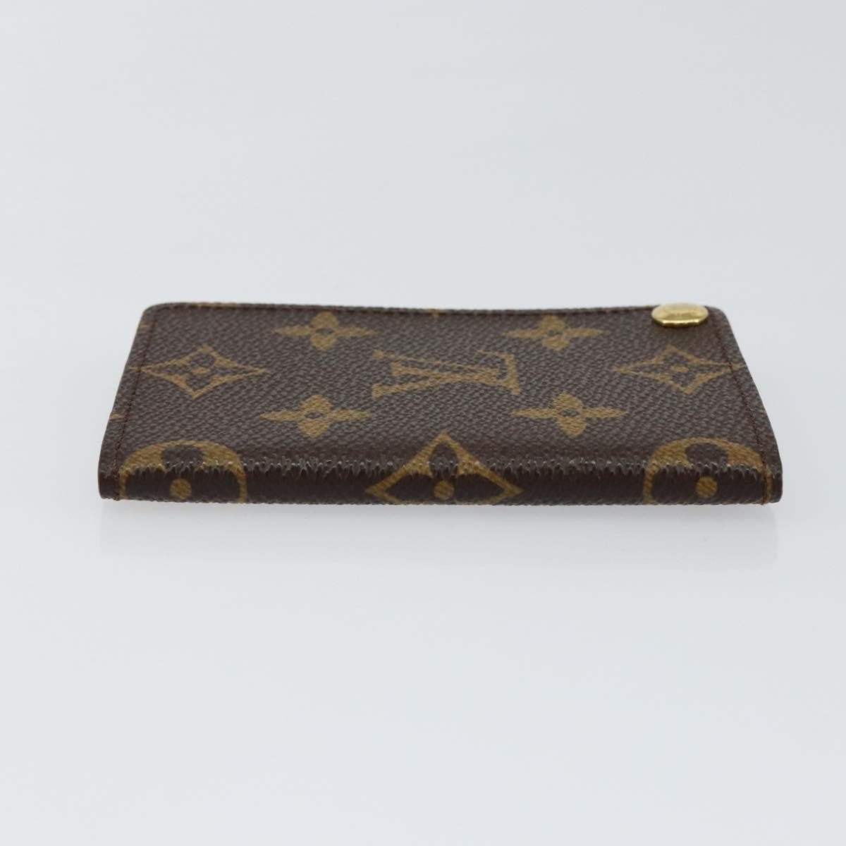 Louis Vuitton Porte Cartes Pression Card Case Monogram Canvas Brown Canvas Card Holders Accessory