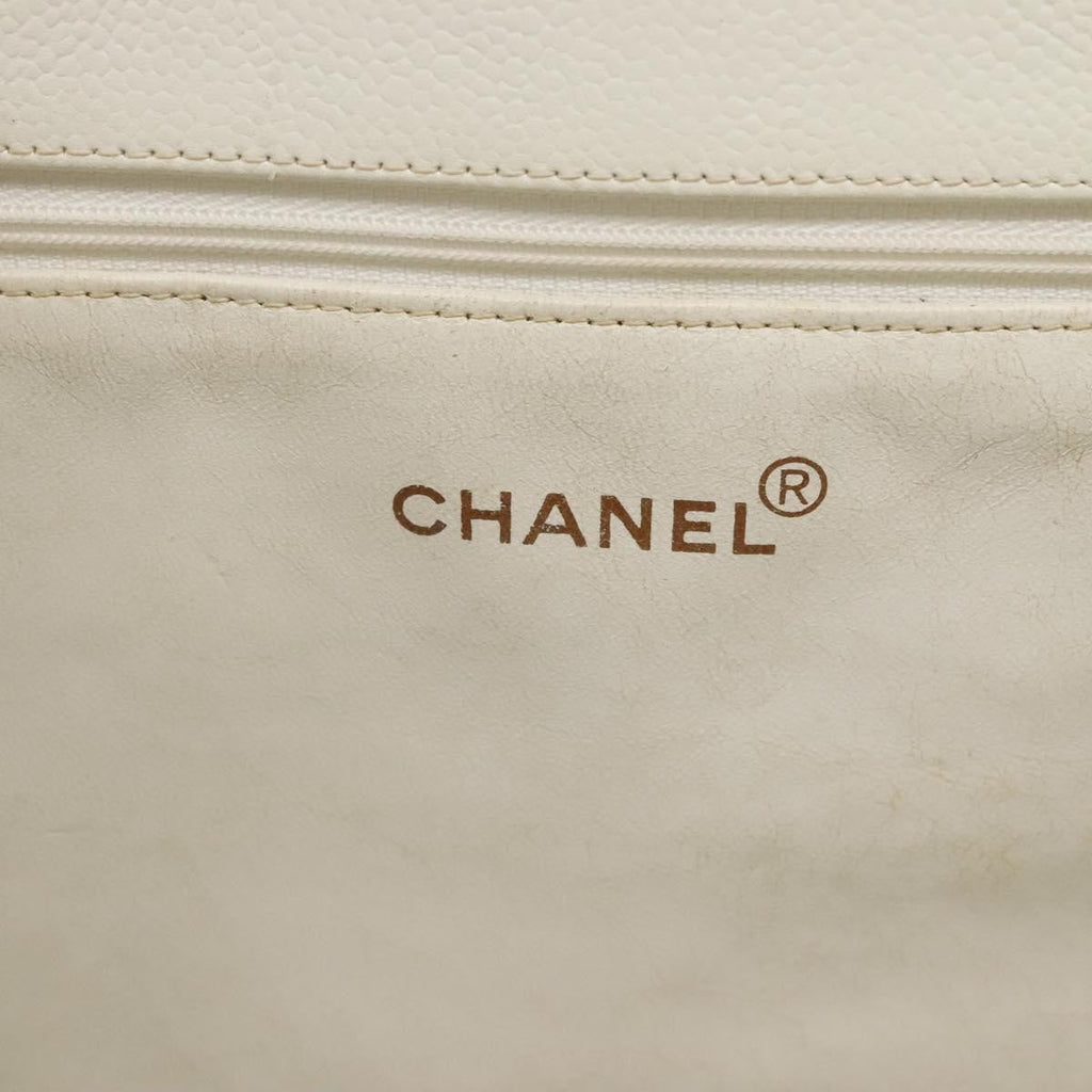 Chanel Vintage Grand Shopping Tote Quilted Caviar White Leather Bag