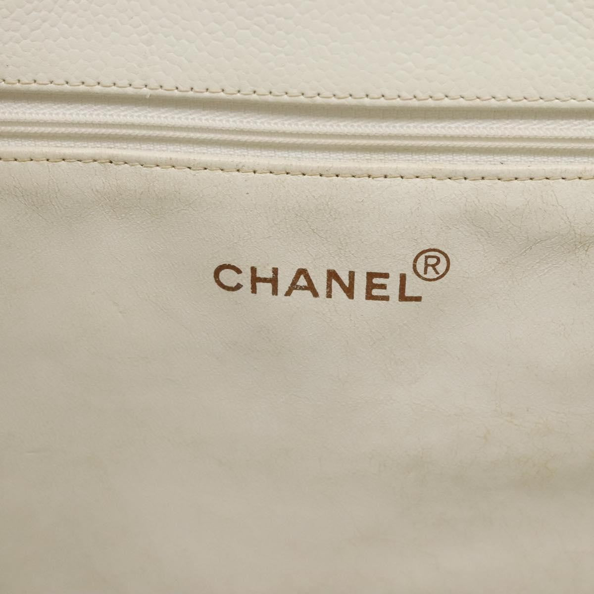Chanel Vintage Grand Shopping Tote Quilted Caviar White Leather Bag
