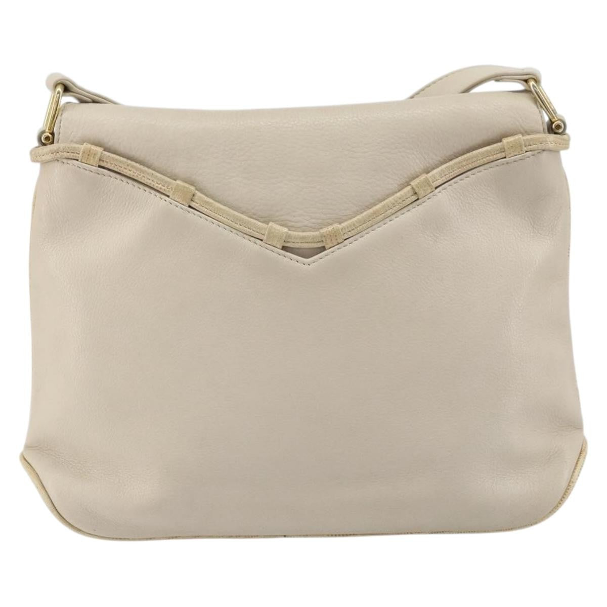 Celine Vintage Shoulder Bag Leather Beige Leather Shoulder Bag Bag