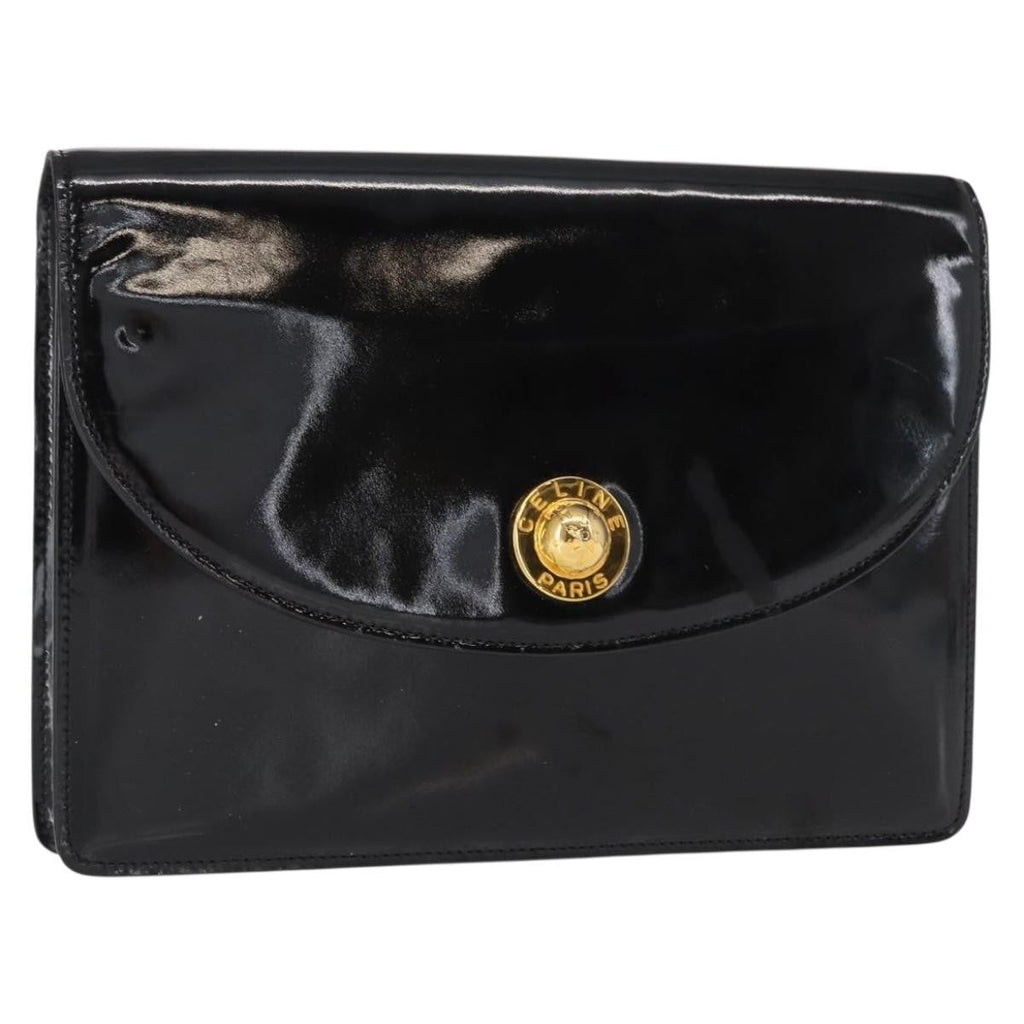 Celine Clutch Bag Enamel Black Patent_Leather Clutche & Pouche Bag