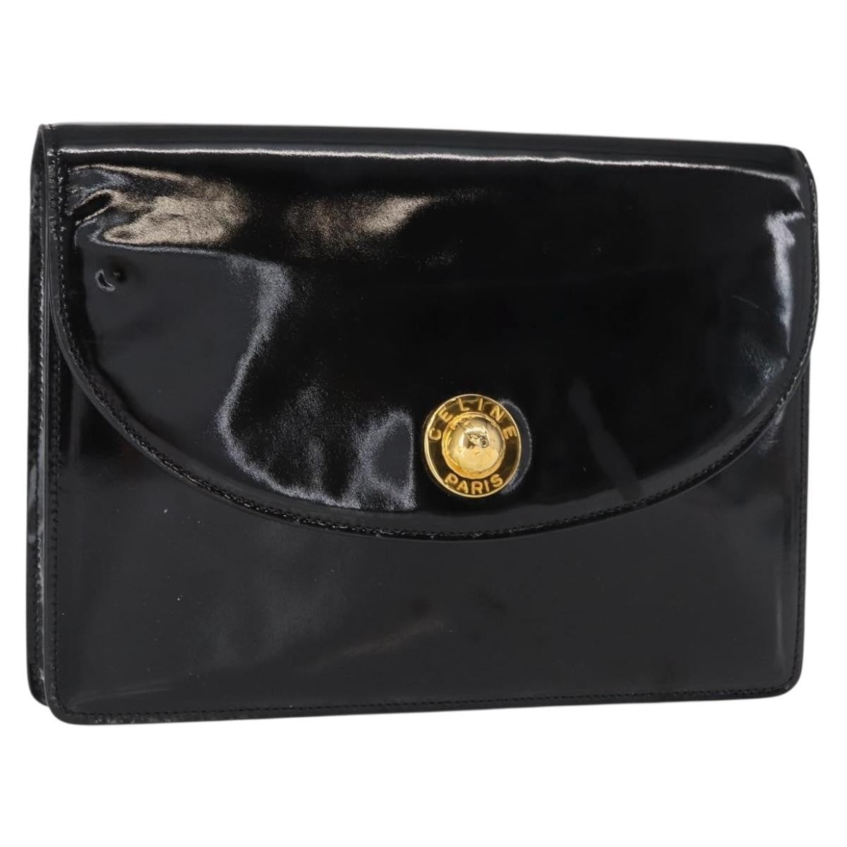 Celine Clutch Bag Enamel Black Patent_Leather Clutche & Pouche Bag