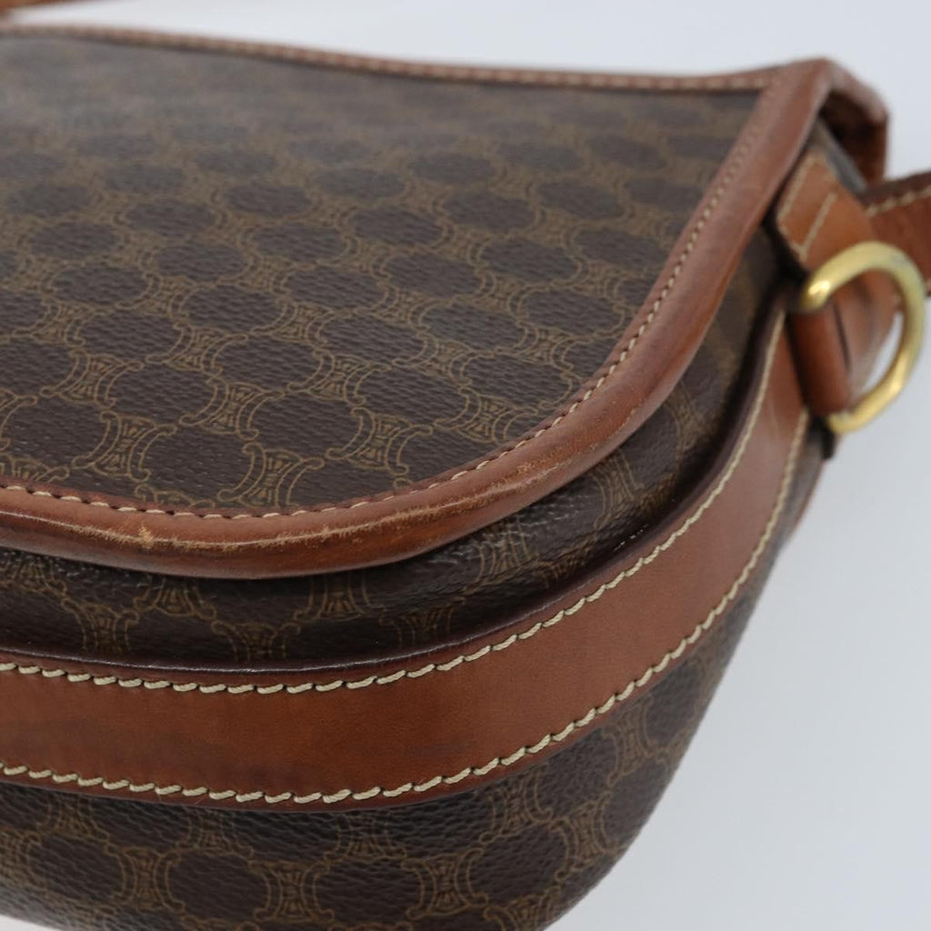 Celine Vintage Macadam Shoulder Bag Canvas And Leather Brown Pvc Shoulder Bag Bag
