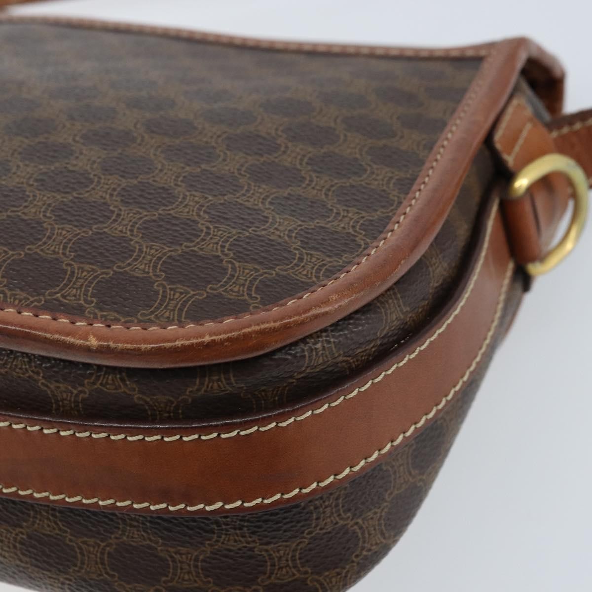 Celine Vintage Macadam Shoulder Bag Canvas And Leather Brown Pvc Shoulder Bag Bag