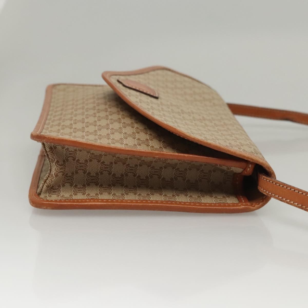 Celine Vintage Macadam Shoulder Bag Canvas And Leather Beige Canvas Shoulder Bag Bag