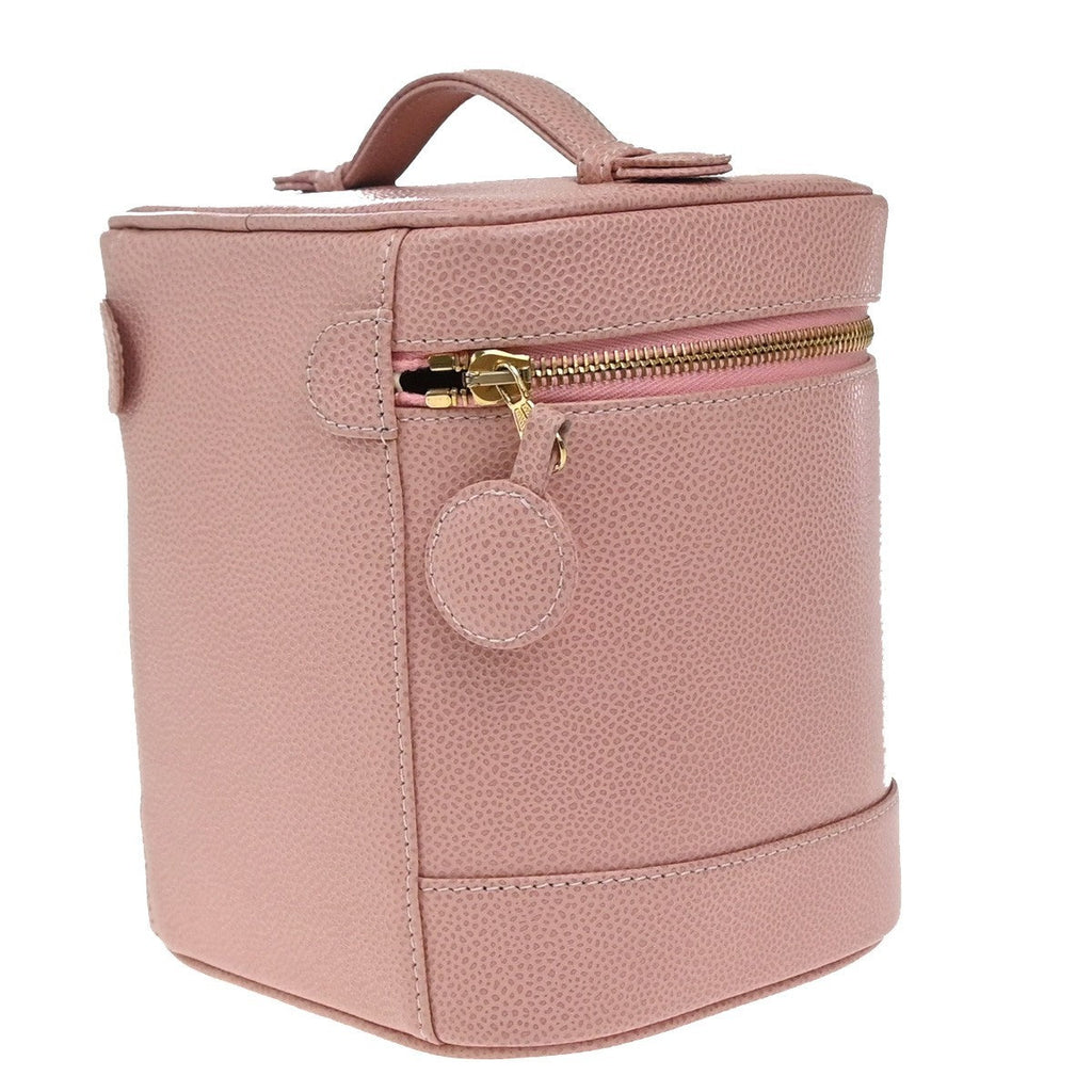 Chanel Vintage Timeless Cosmetic Case Caviar Pink Leather Handbag