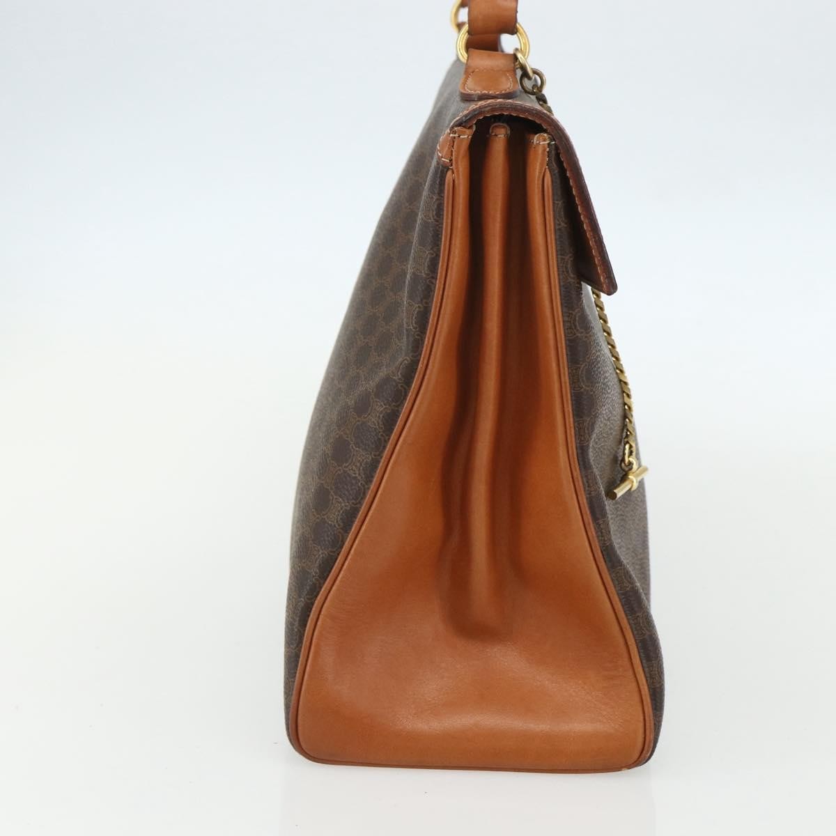 Celine Vintage Macadam Handbag Canvas And Leather Brown Canvas Handbag