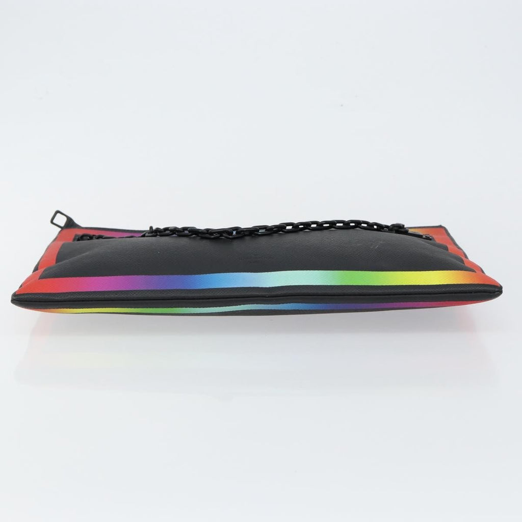 Louis Vuitton Pochette A4 Rainbow Taiga Leather Black Leather Clutche & Pouche Bag