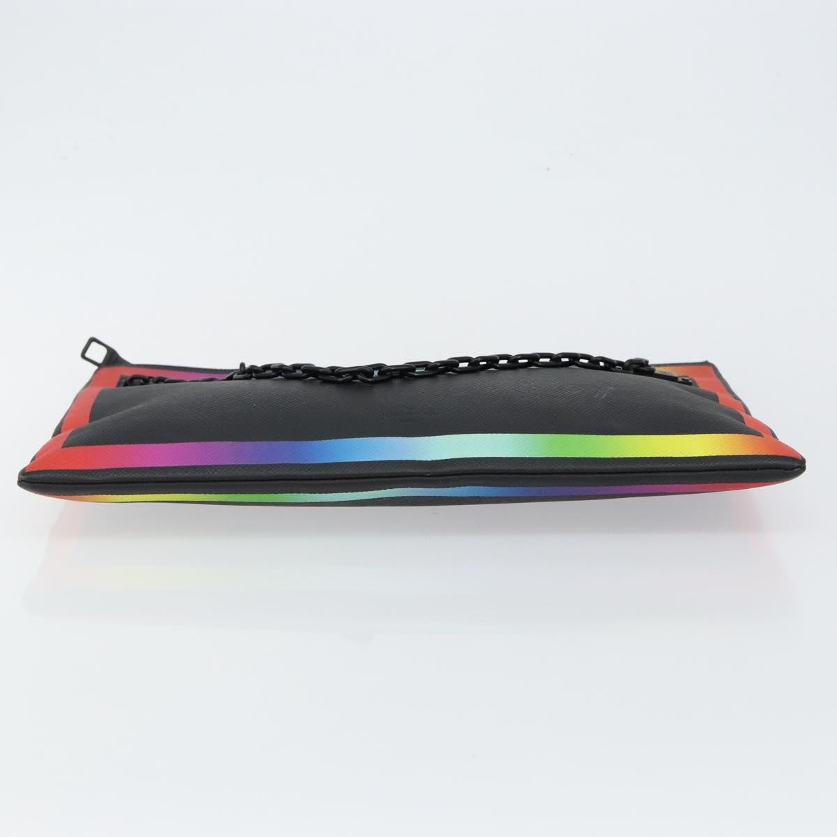 Louis Vuitton Pochette A4 Rainbow Taiga Leather Black Leather Clutche & Pouche Bag