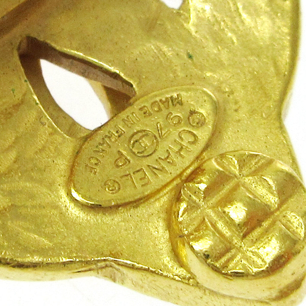 Chanel Vintage Cc Heart Clip-On Earrings Metal Gold Gold_Plated Earrings Jewelry