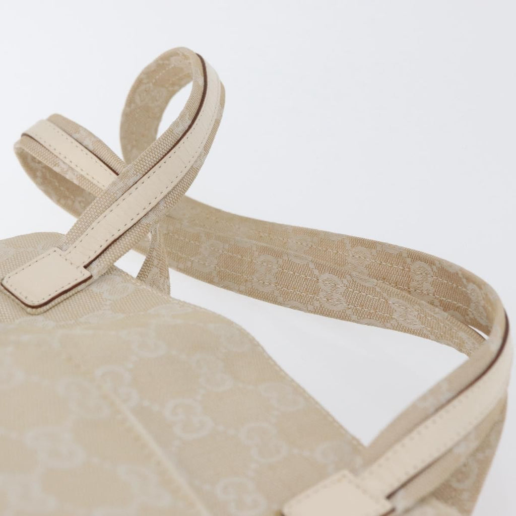 Gucci Double Pocket Tote Gg Canvas Ecru Canvas Handbag (Pre-Owned)
