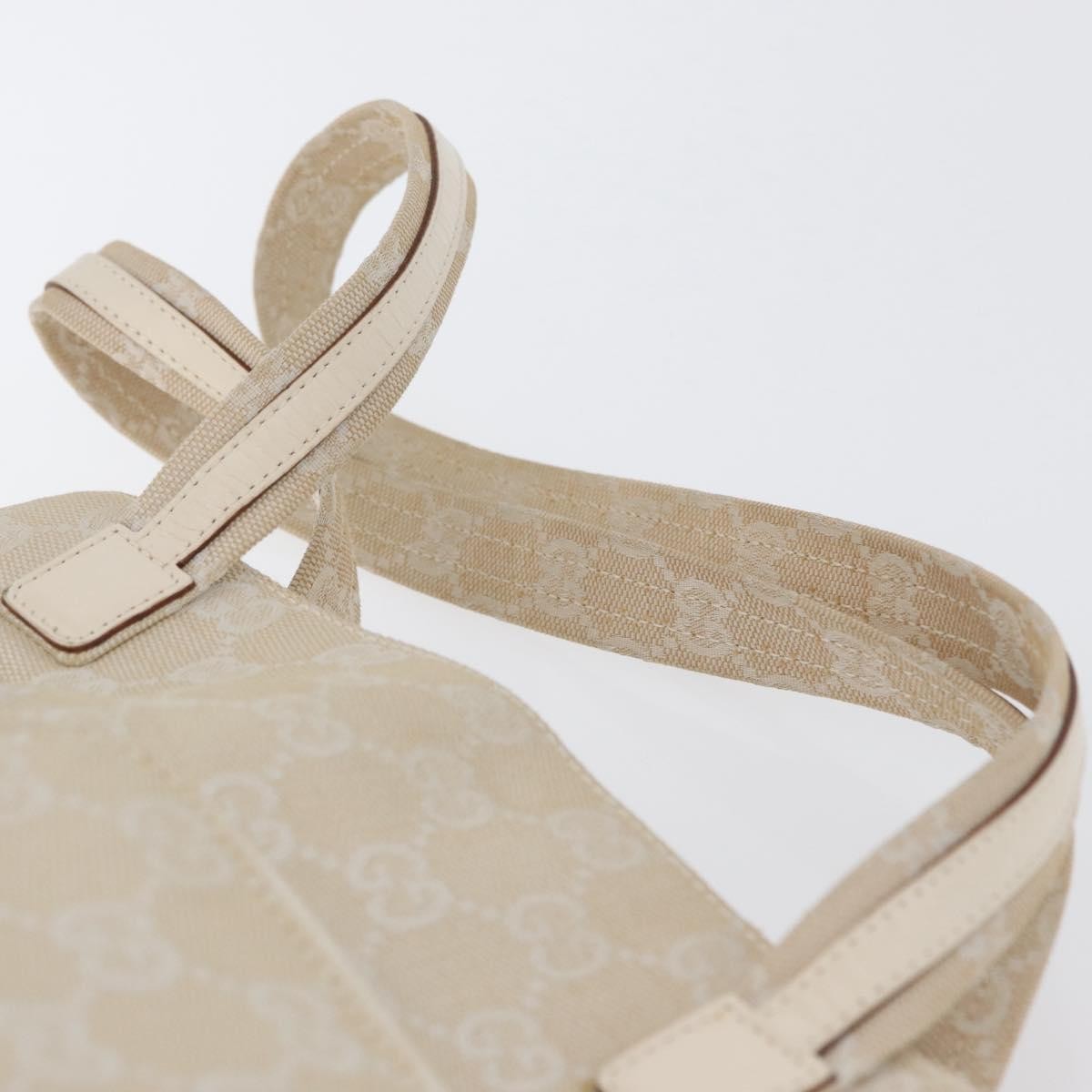 Gucci Double Pocket Tote Gg Canvas Ecru Canvas Handbag (Pre-Owned)
