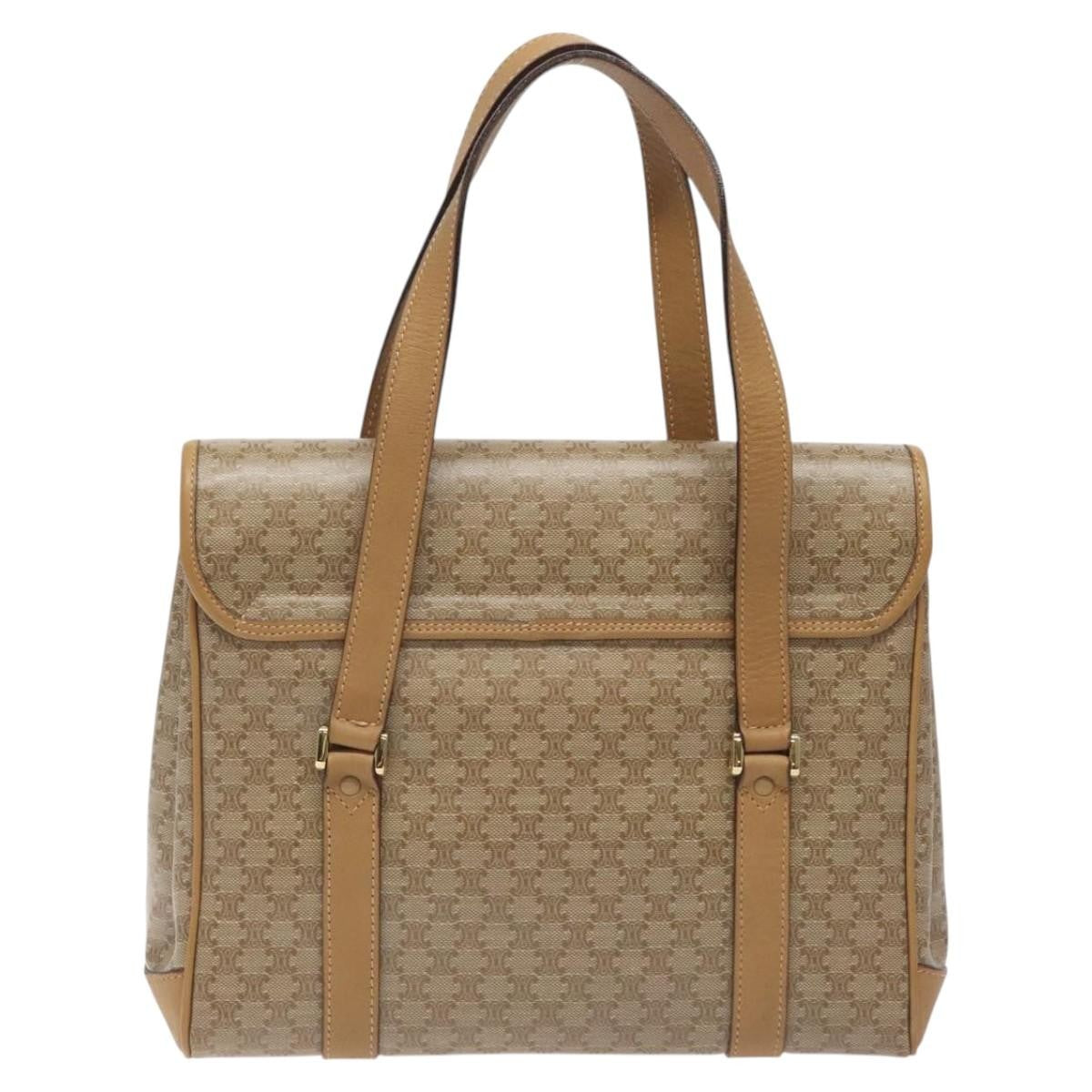 Celine Vintage Macadam Handbag Canvas And Leather Beige Canvas Handbag
