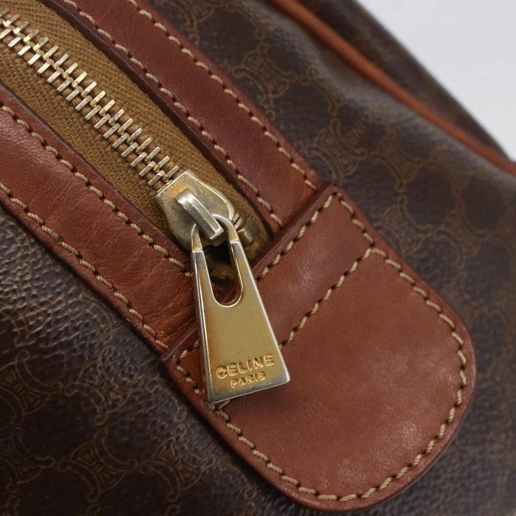 Celine Vintage Macadam Handbag Canvas And Leather Brown Canvas Shoulder Bag Bag