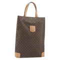 Celine Vintage Macadam Tote Bag Canvas And Leather Brown Canvas Tote Bag Bag