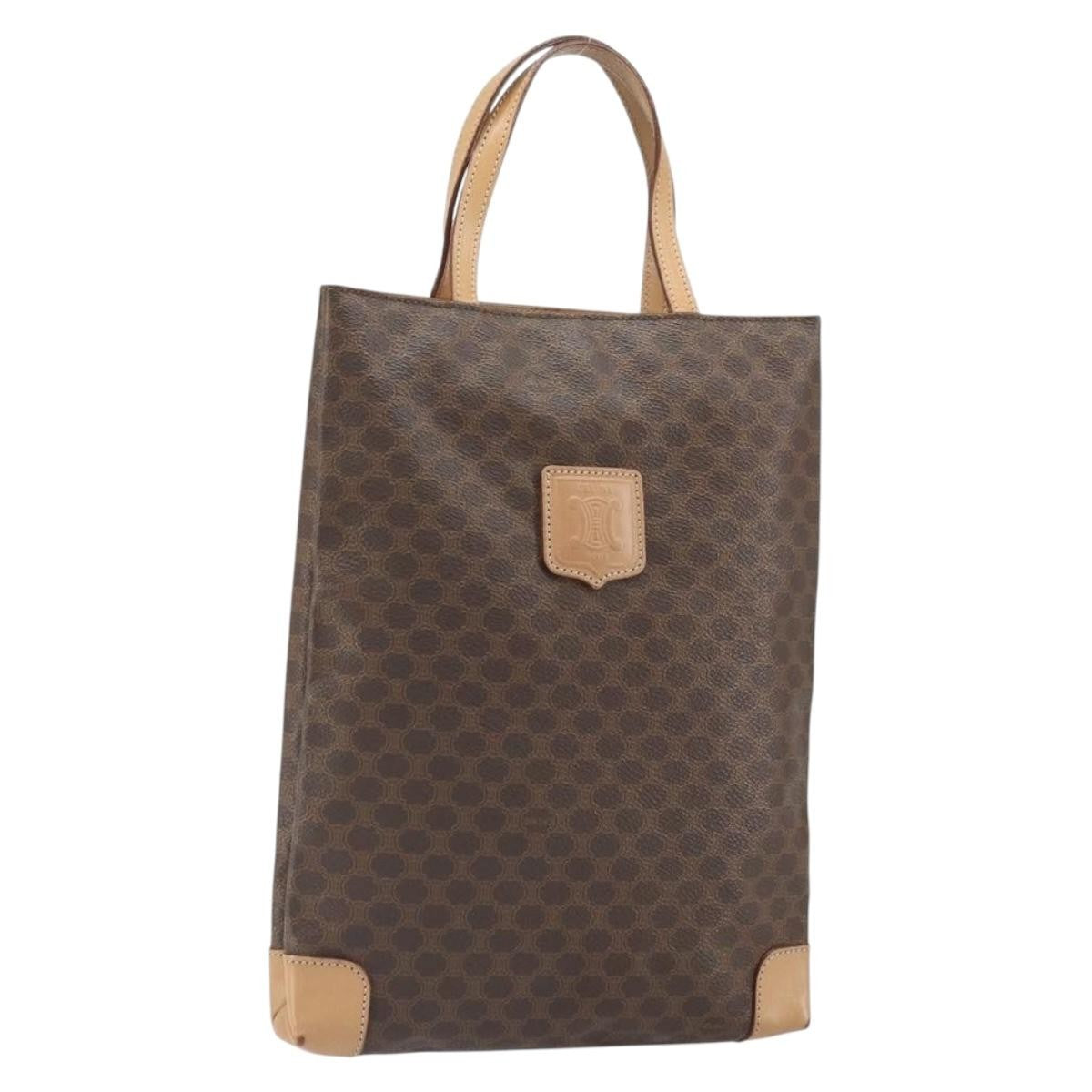 Celine Vintage Macadam Tote Bag Canvas And Leather Brown Canvas Tote Bag Bag