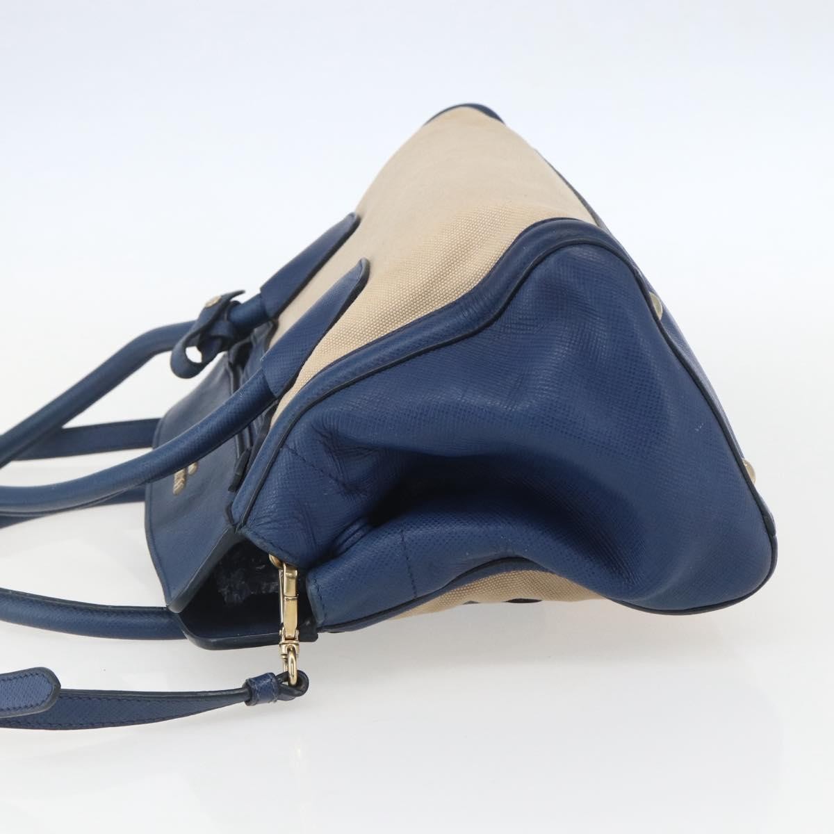 Prada Cuir Frame Convertible Tote Canvas And Saffiano Leather Beige Canvas Tote Bag Bag