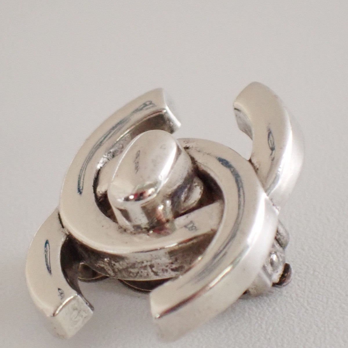 Chanel Cc Turnlock Clip-On Earrings Metal Silver Silver_Plated Earrings Jewelry