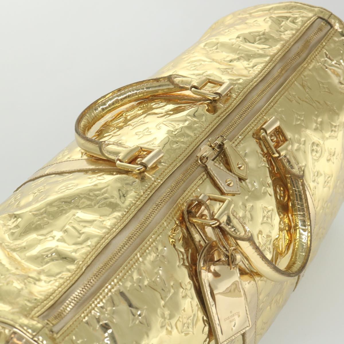 Louis Vuitton Keepall Bag Monogram Miroir Pvc Gold Patent_Leather Travel Bag