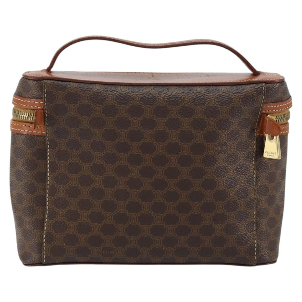 Celine Macadam Vanity Bag Canvas Brown Canvas Handbag