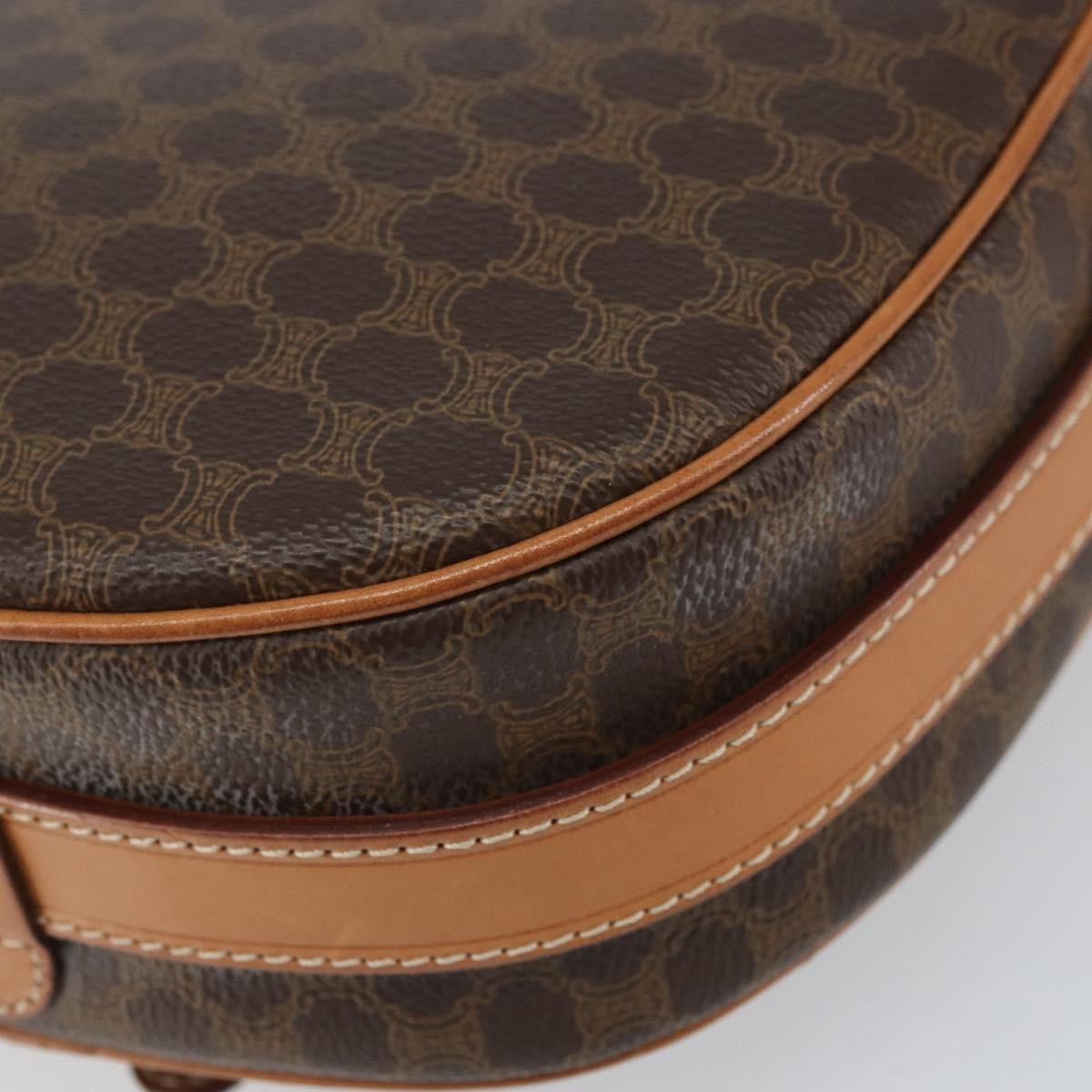 Celine Vintage Macadam Shoulder Bag Canvas And Leather Brown Canvas Shoulder Bag Bag
