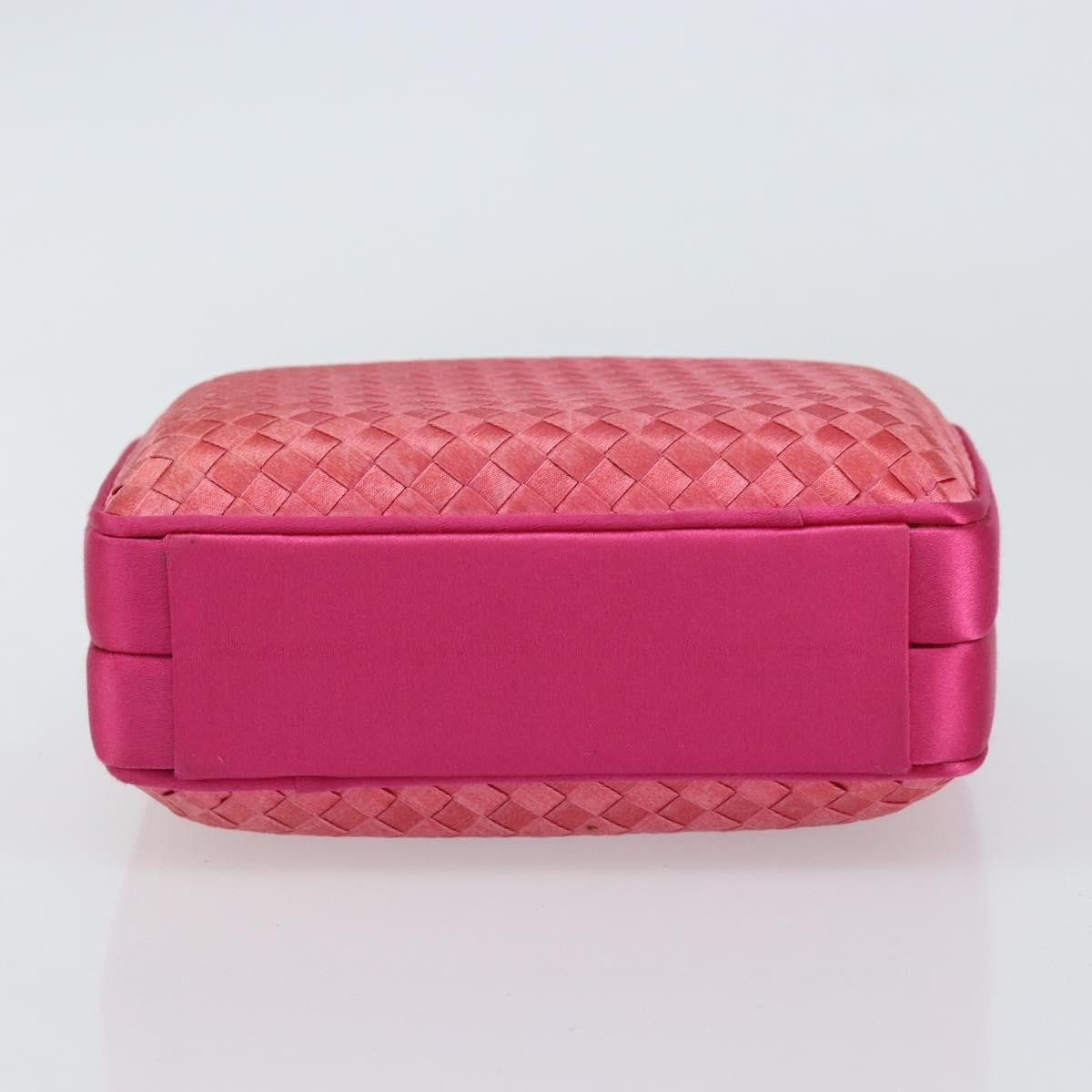 Bottega Veneta Intrecciato Clutch Bag Satin Pink Satin Clutche & Pouche Bag