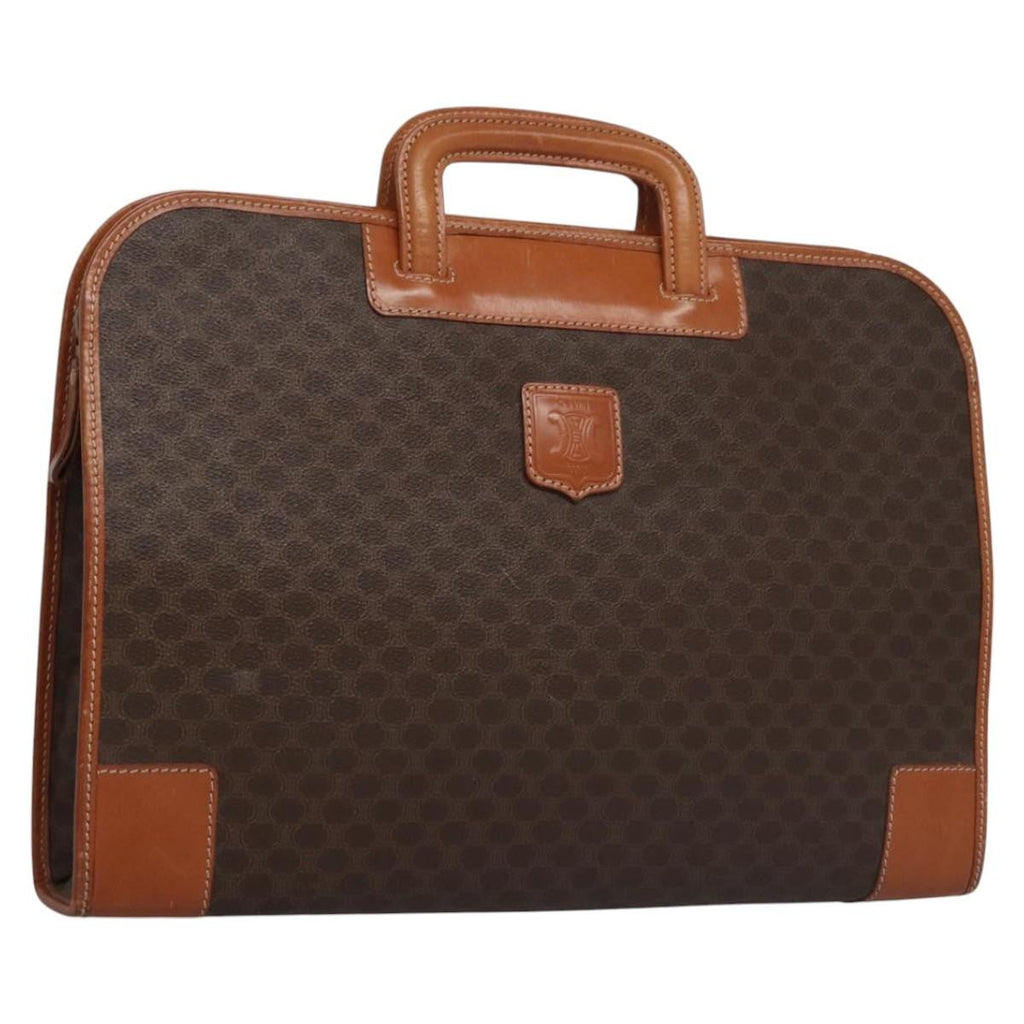 Celine Macadam Briefcase Canvas And Leather Brown Canvas Briefcase Bag