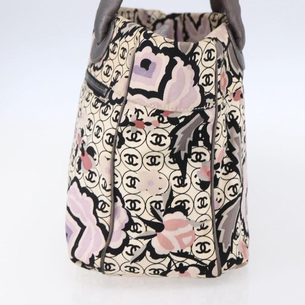 Chanel Vintage Floral Tote Canvas Beige Canvas Tote Bag Bag