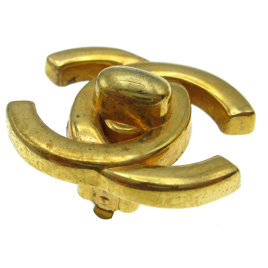 Chanel Cc Turnlock Clip-On Earrings Metal Gold Gold_Plated Earrings Jewelry
