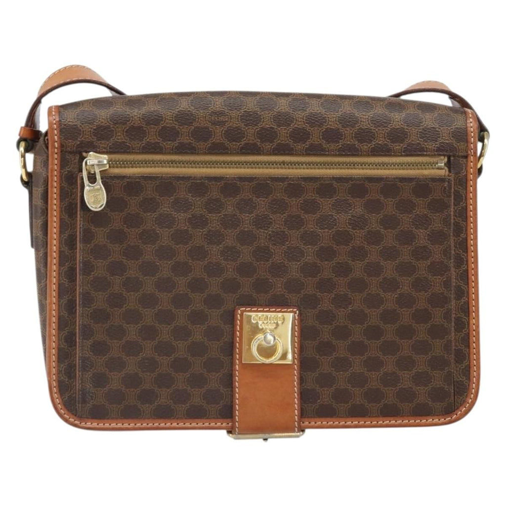 Celine Vintage Macadam Shoulder Bag Canvas And Leather Brown Canvas Shoulder Bag Bag