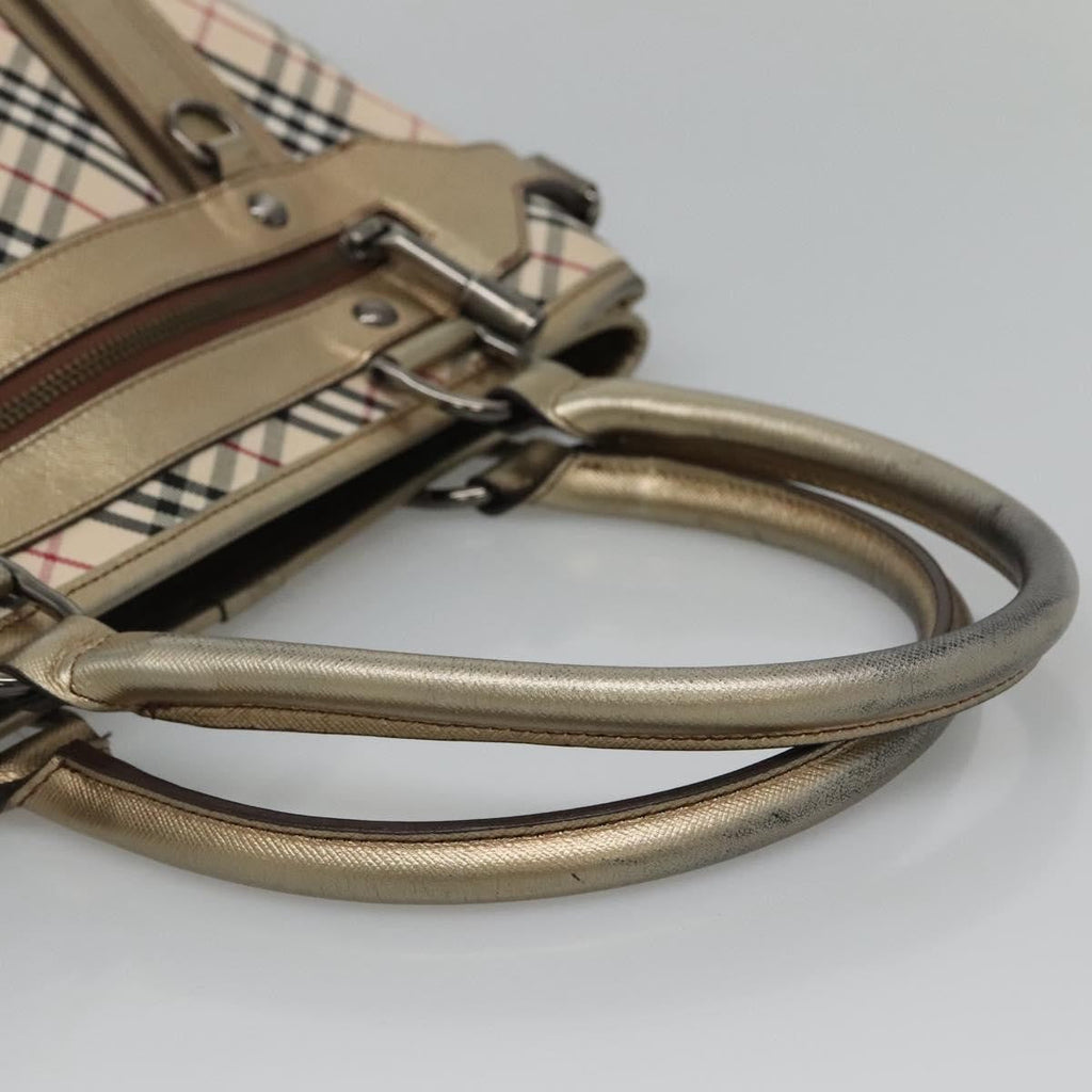 Burberry Nova Check Tote Canvas And Leather Beige Canvas Tote Bag