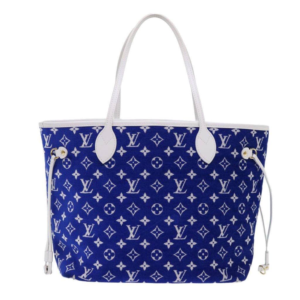 Louis Vuitton Neverfull Nm Tote Lv Match Monogram Jacquard Velvet Blue Velvet Tote Bag