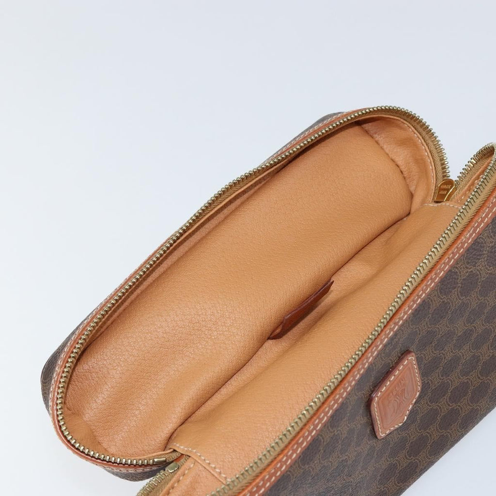 Celine Macadam Vanity Bag Canvas Brown Canvas Handbag