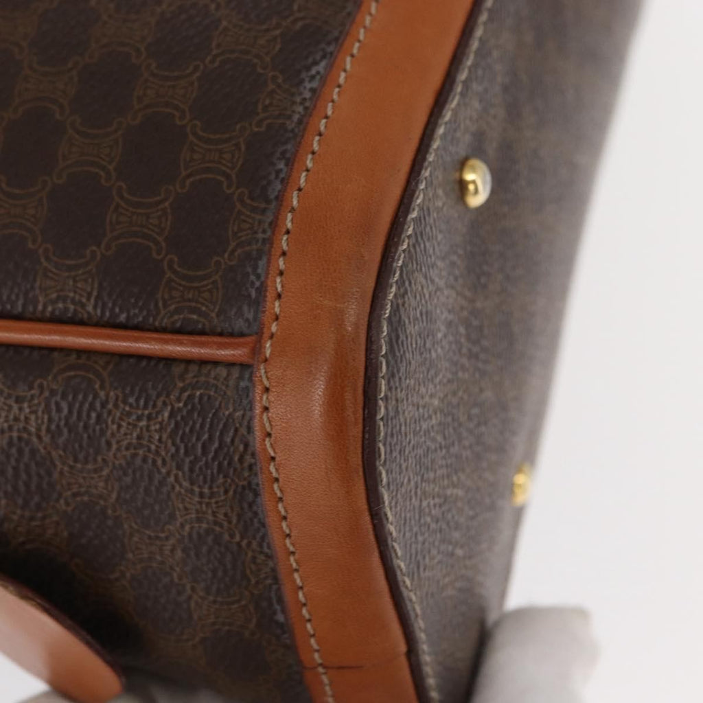 Celine Vintage Macadam Handbag Canvas And Leather Brown Canvas Handbag