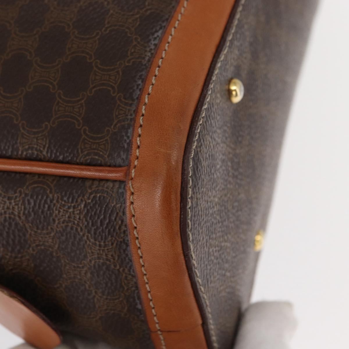 Celine Vintage Macadam Handbag Canvas And Leather Brown Canvas Handbag