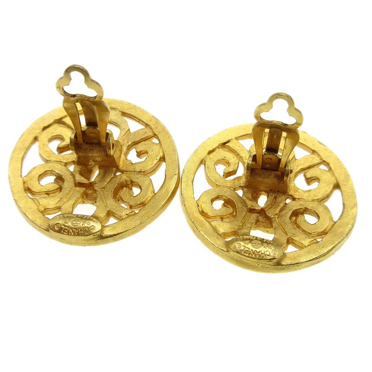 Chanel Cc Round Earrings Metal Gold Gold_Plated Earrings Jewelry