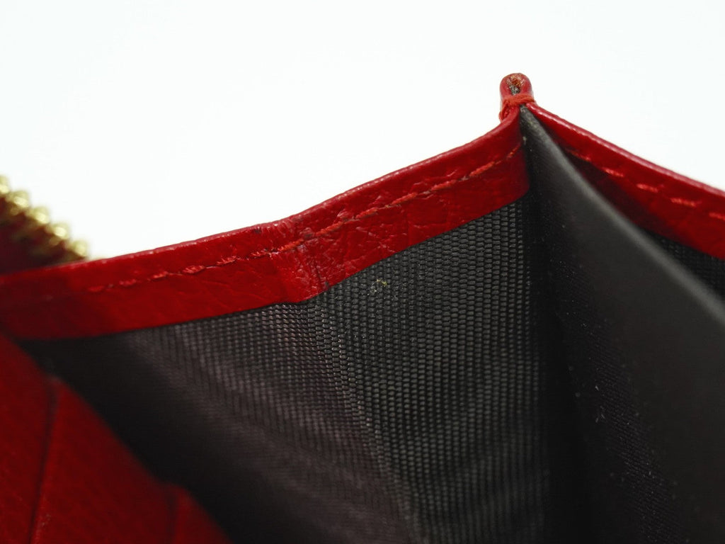 Gucci Gg Marmont Zip Around Wallet Leather Red Leather Wallets Accessory (Pre-Owned)