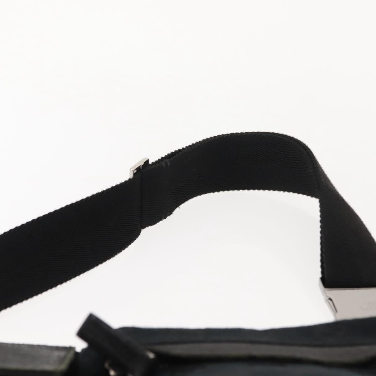 Gucci Vintage Double Belt Bag Gg Canvas With Leather Black Canvas Shoulder Bag Bag (Pre-Owned)